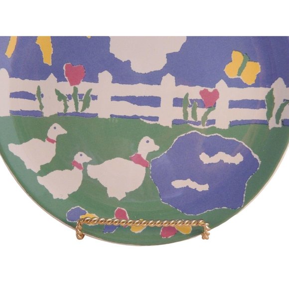 Libby Wilkie Designed Porta Hippity Hop Salad Plate Easter Ducks Fence Portugal - Picture 3 of 6
